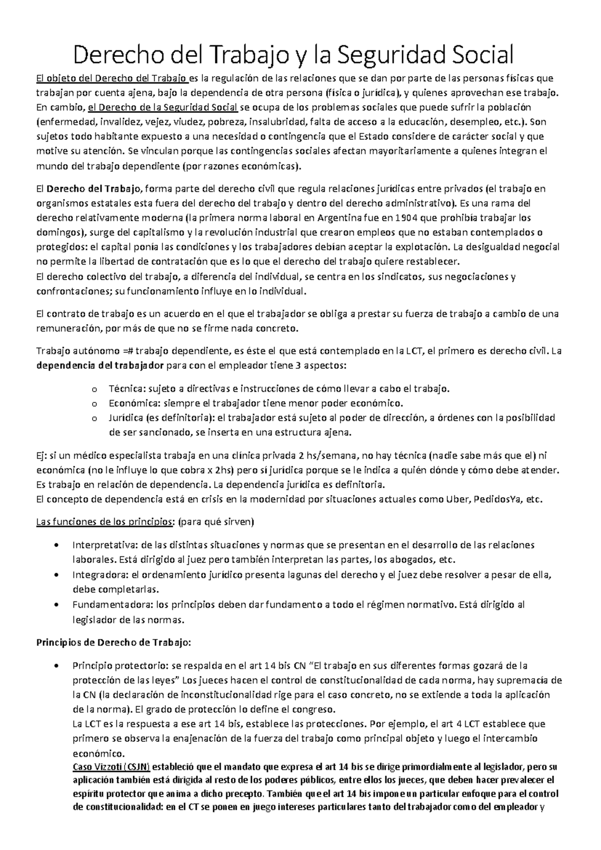 Resumen 1er parcial- laboral - Derecho del Trabajo y la Seguridad ...