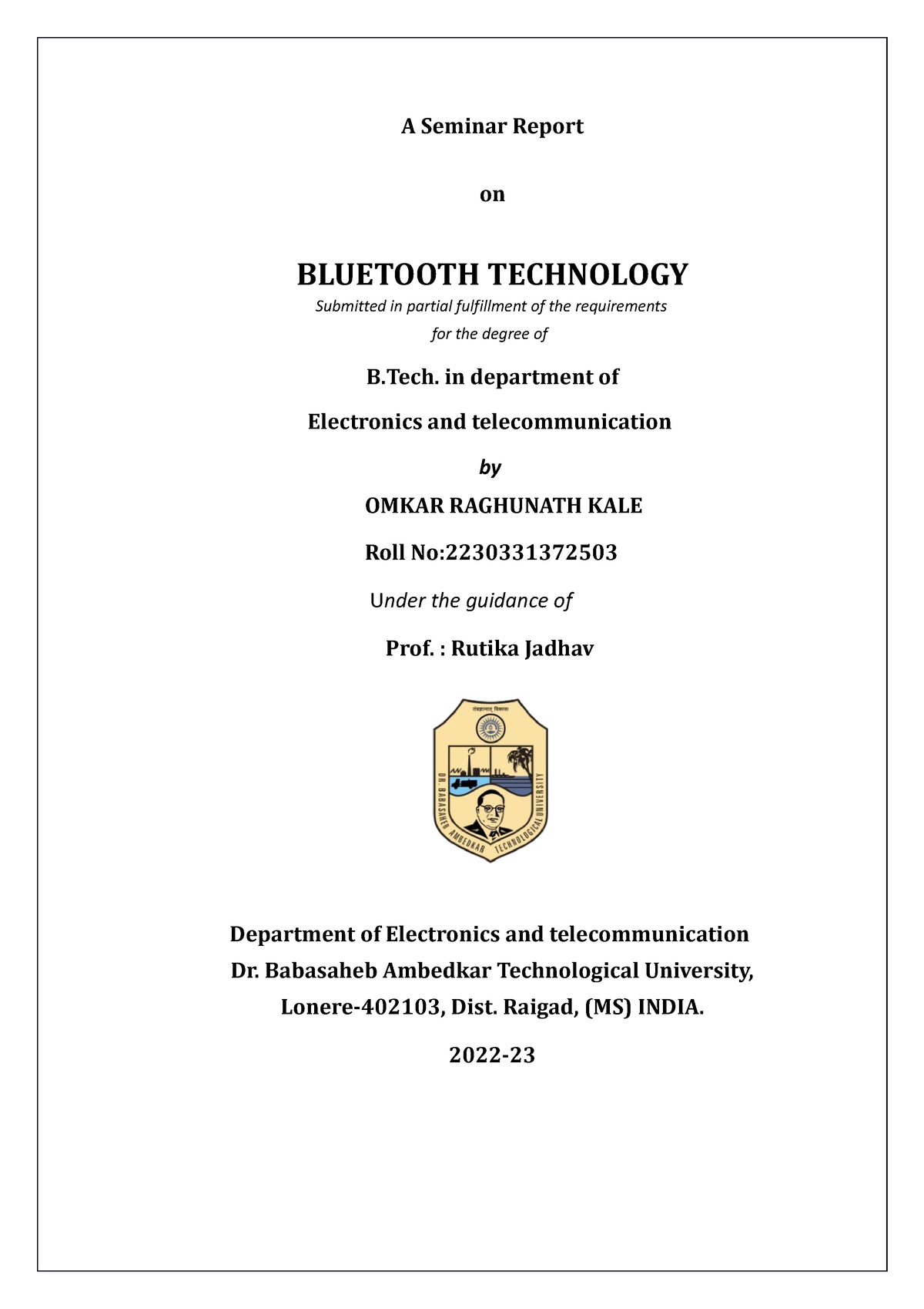 research paper on bluetooth technology