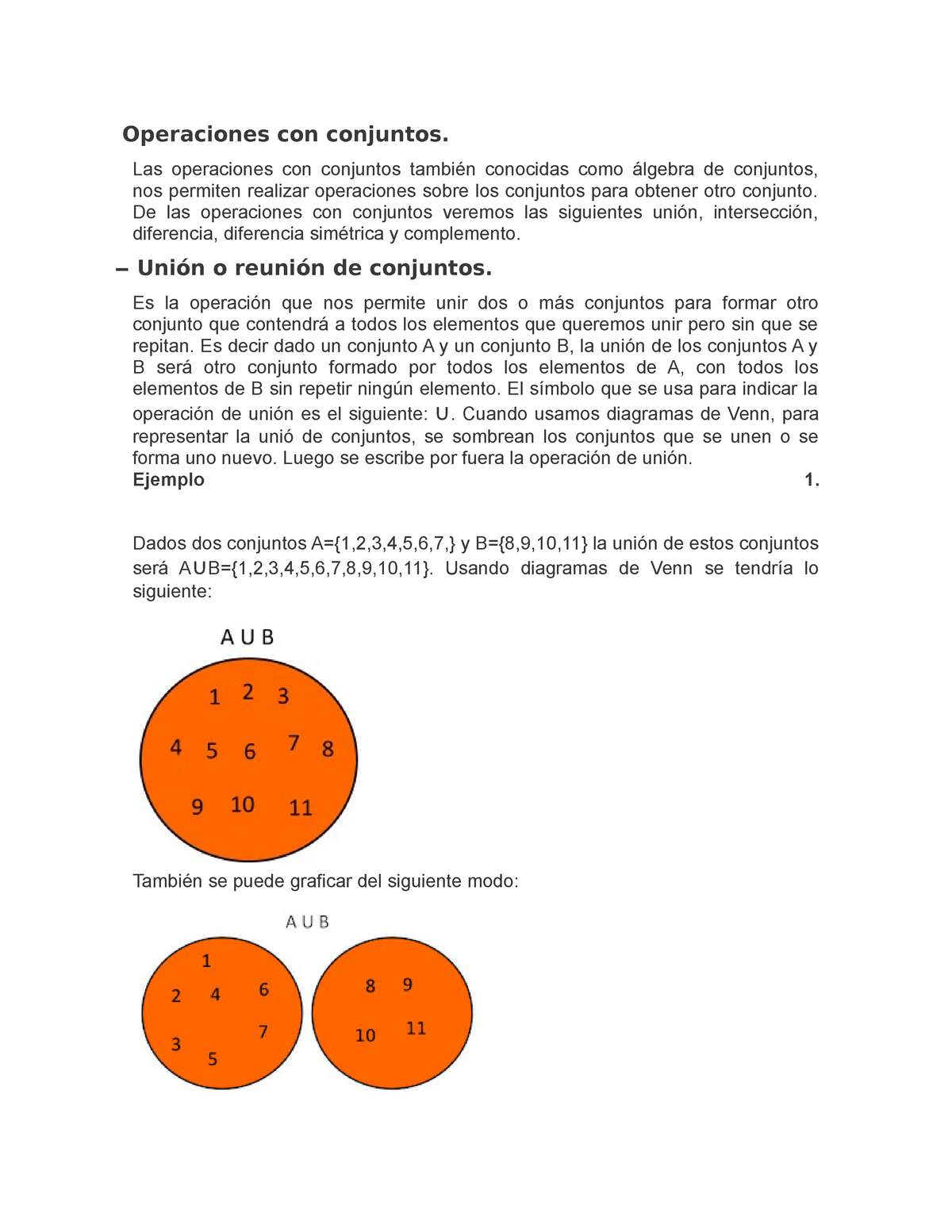 Suma De Conjuntos 1.1 - Operaciones Con Conjuntos. Las Operaciones Con ...