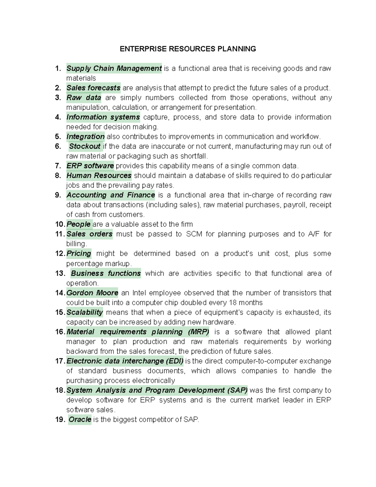 ERP- Reviewer -Midterm - ENTERPRISE RESOURCES PLANNING Supply Chain ...