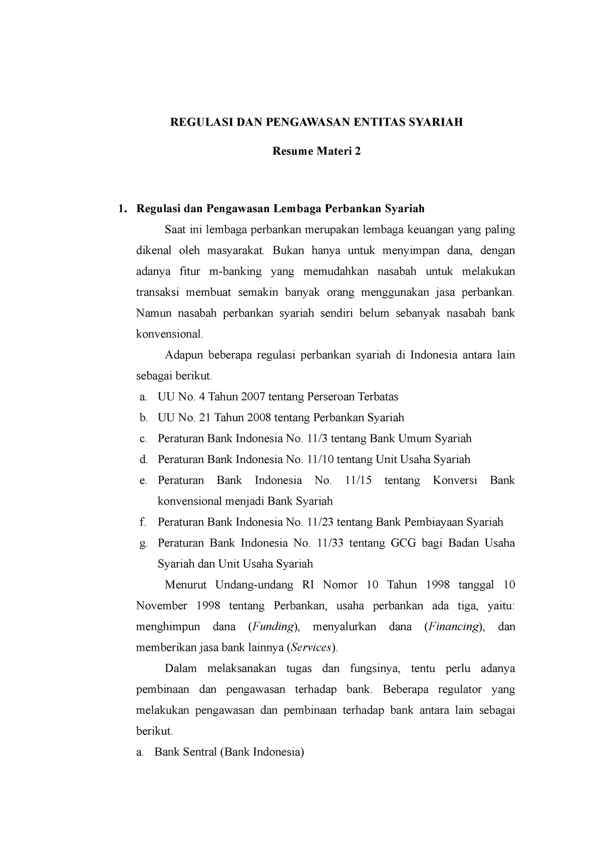 Regulasi Dan Pengawasan Lembaga Perbankan Syariah Dan Regulasi Dan ...