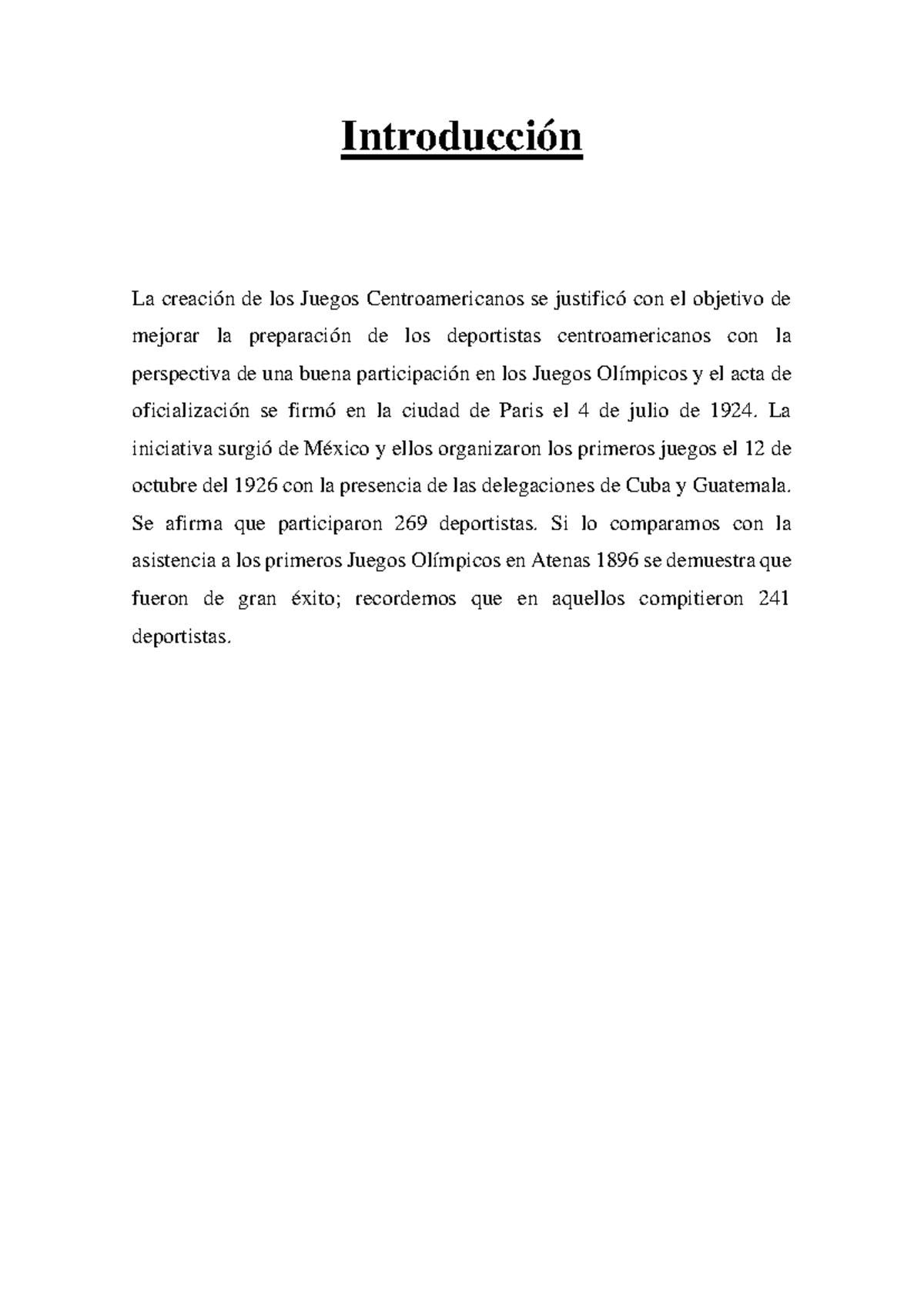 Histia de los juegos centroamericanos y el caribe - Introducción La ...