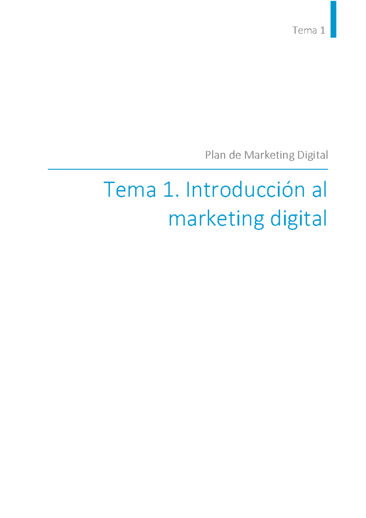 Tema 1. introduccion al marketing digital - Tema 1 Plan de Marketing ...