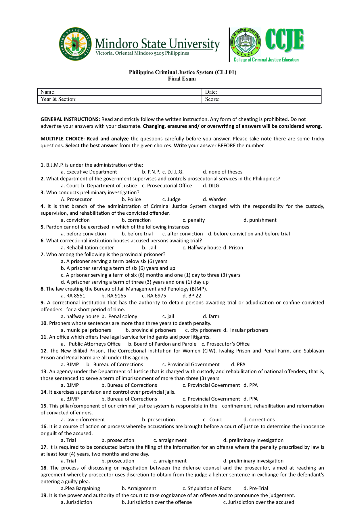 philippine-criminal-justice-system-final-examination-philippine