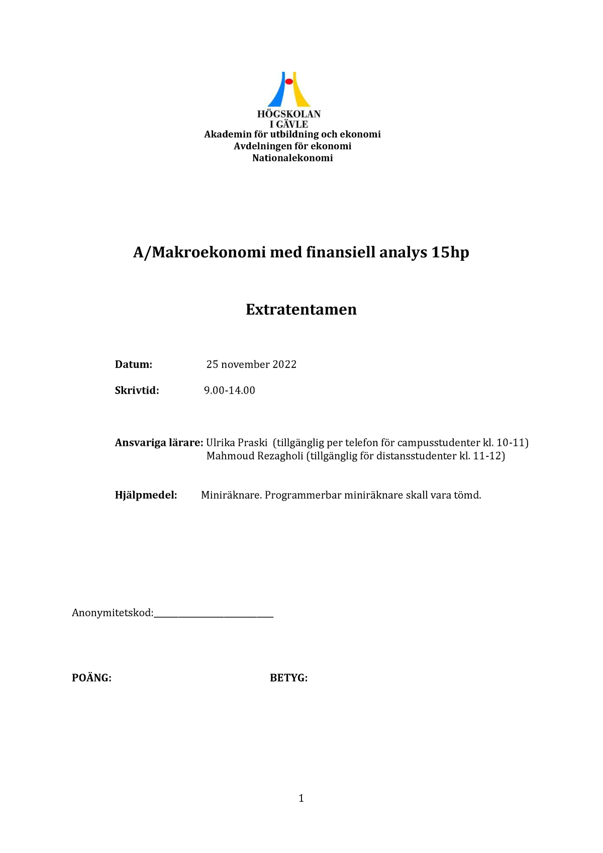 NEG001 Makroekonomi Med 221125 - Akademin För Utbildning Och Ekonomi ...