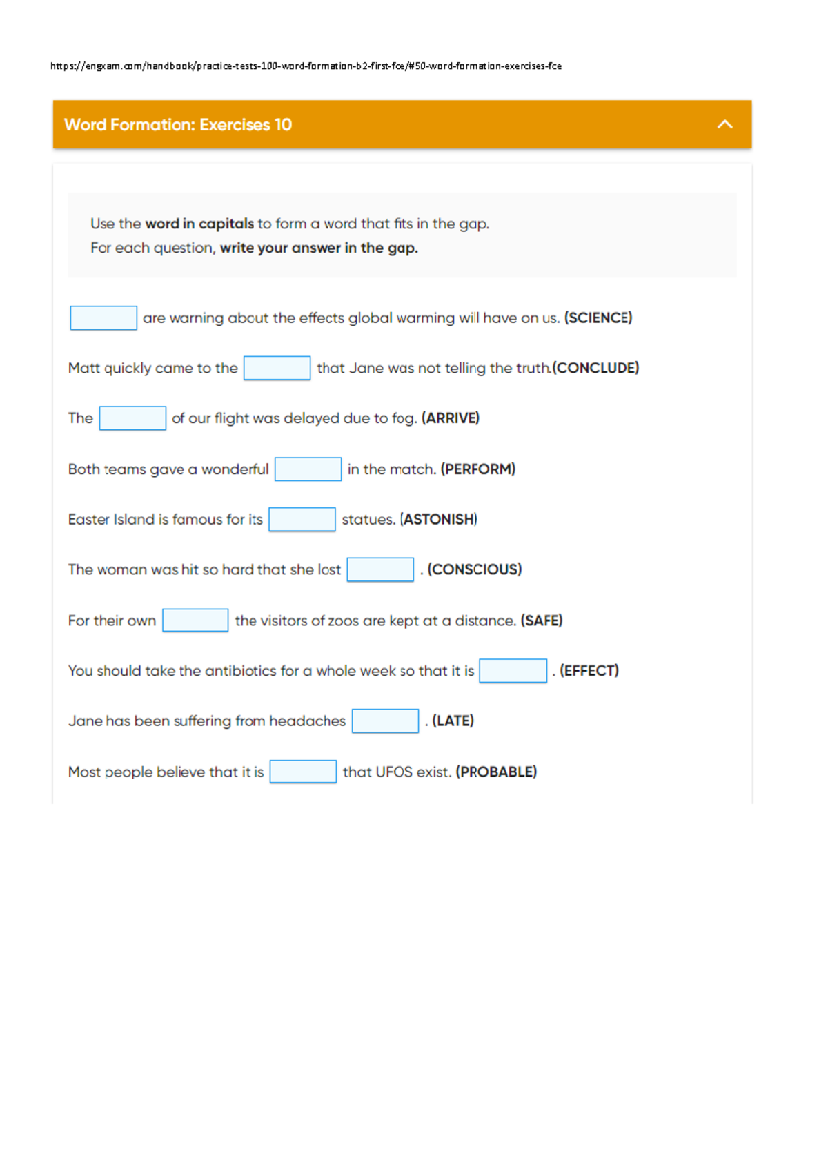 Word formation exercise - Studocu