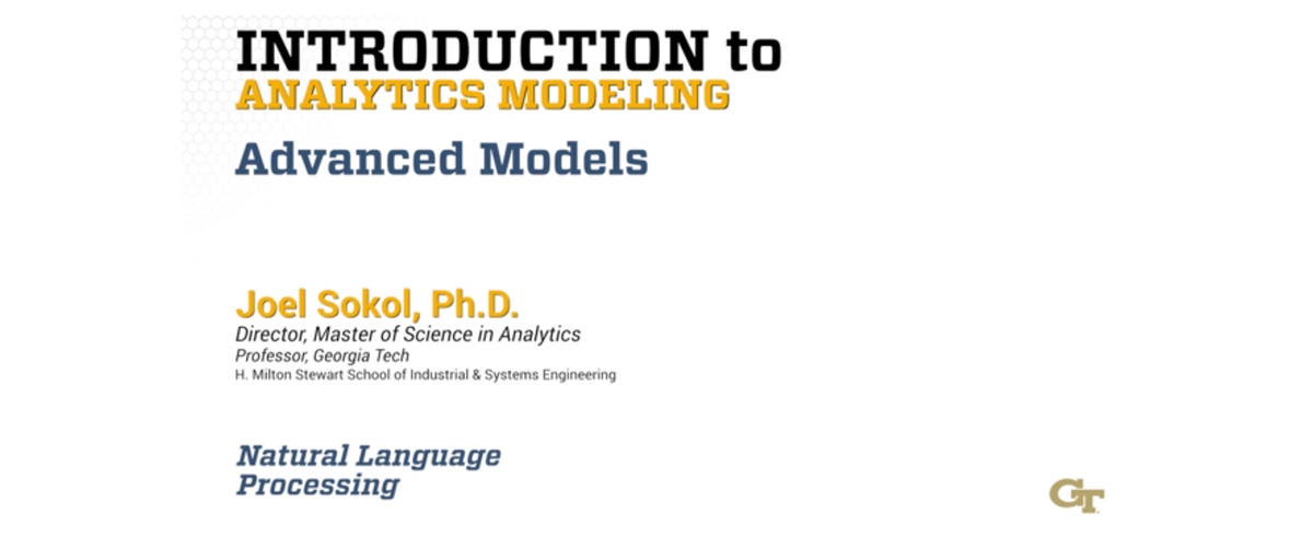 Module 16 L6 - INTRODUCTION to ANALYTICS MODELING Advanced Models Joel ...