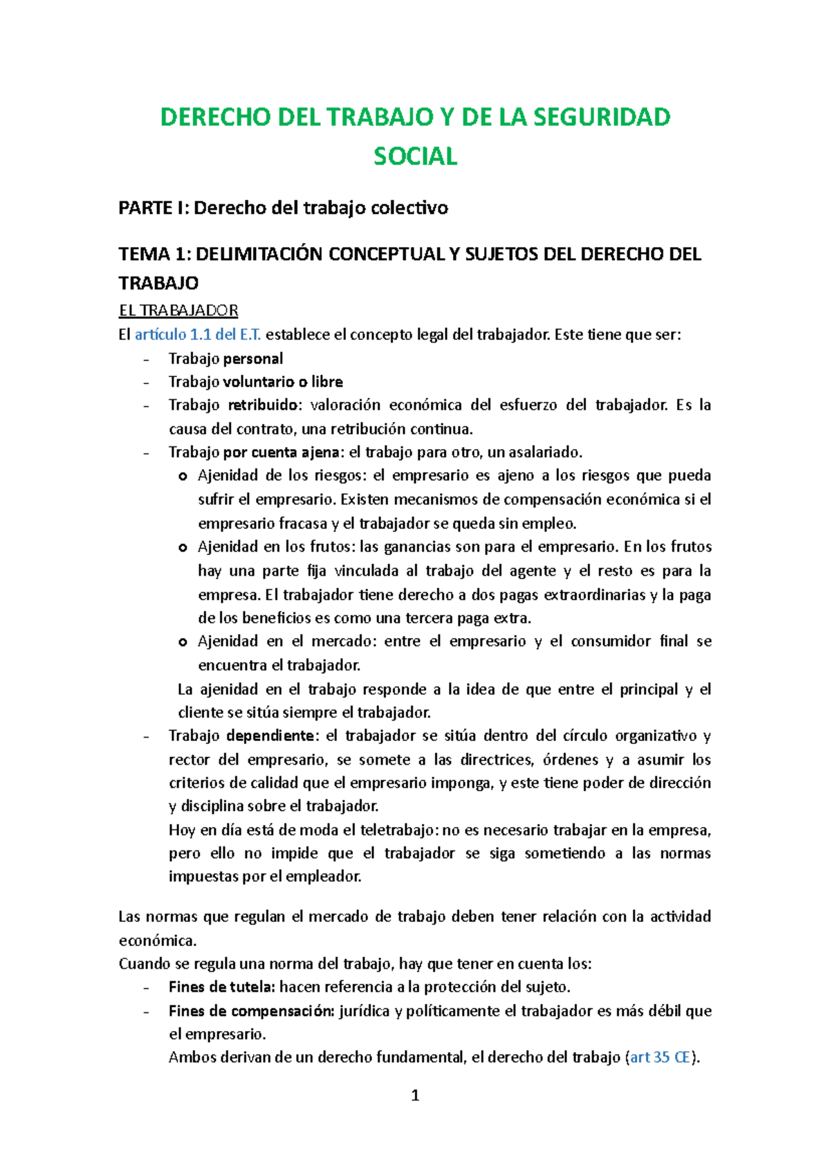 Derecho DEL Trabajo Y DE LA Seguridad Social - DERECHO DEL TRABAJO Y DE ...