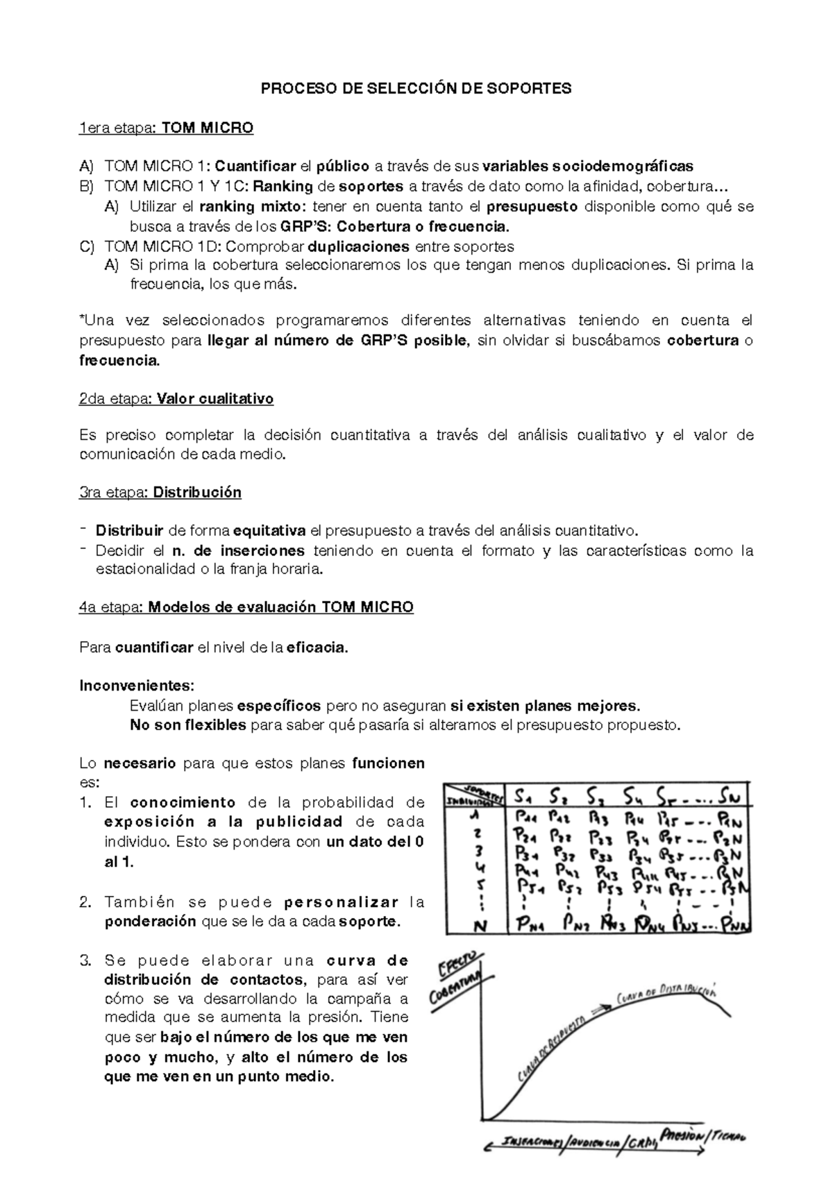 Apuntes del tema 5 - PROCESO DE SELECCIÓN DE SOPORTES 1era etapa: TOM ...
