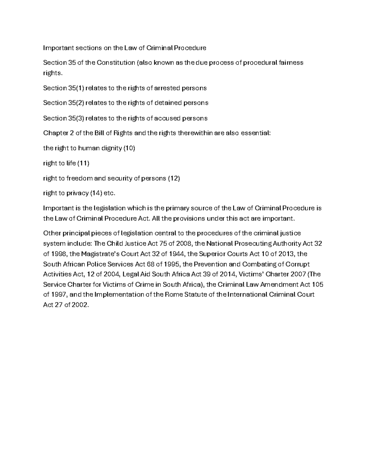 Important sections on the Law of Criminal Procedure - Section 35(1 ...