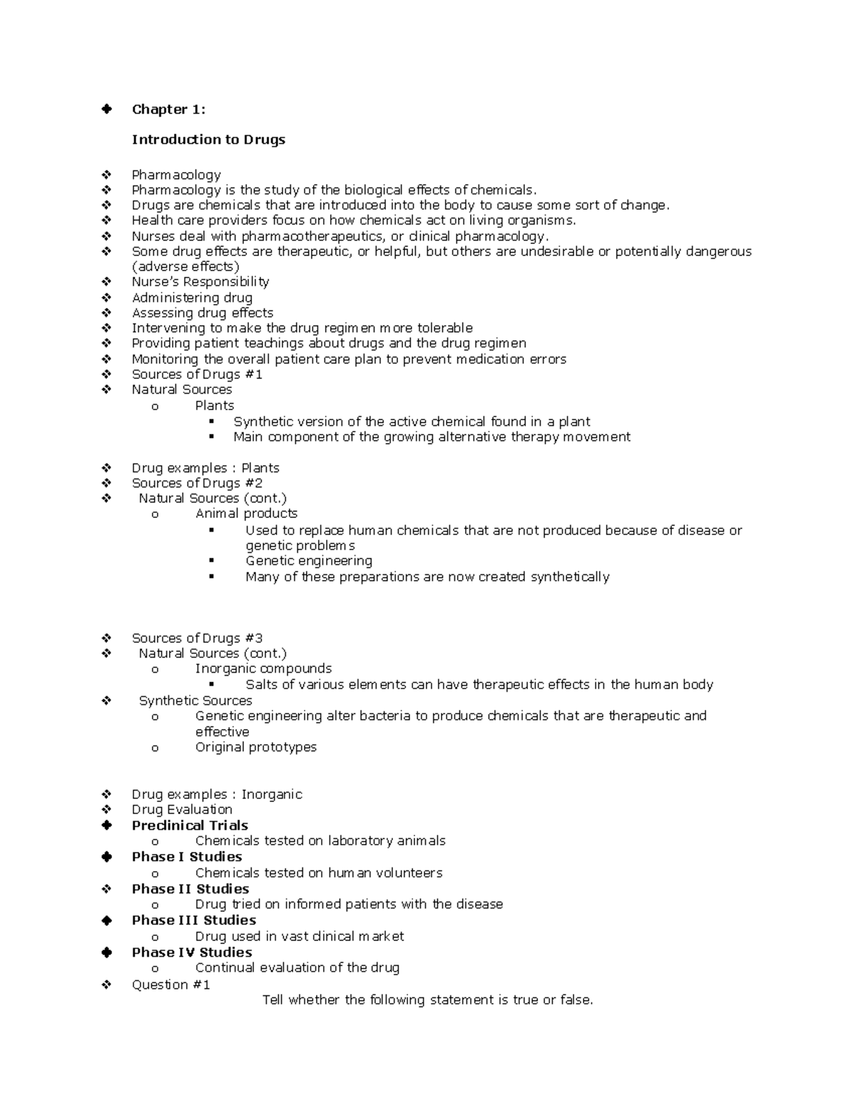 Chapter 1 - outline - Chapter 1: Introduction to Drugs Pharmacology ...