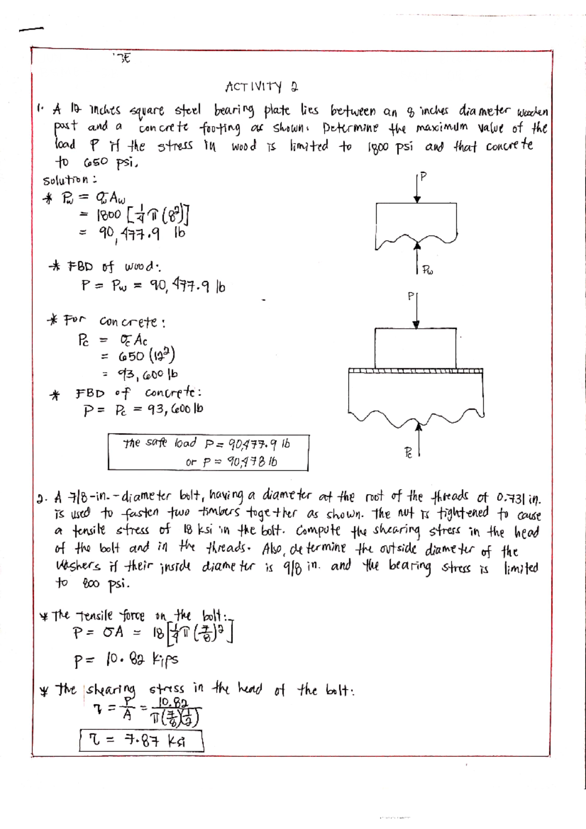 Mechanics Of Deformable Bodies Activity And Assignment 2 - Mechanical ...