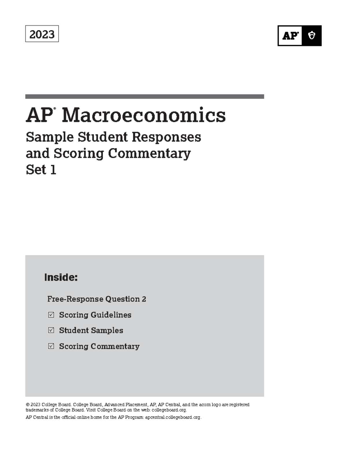 Ap23 apc macroeconomics q2 set 1 - 2023 AP ® Macroeconomics Sample ...