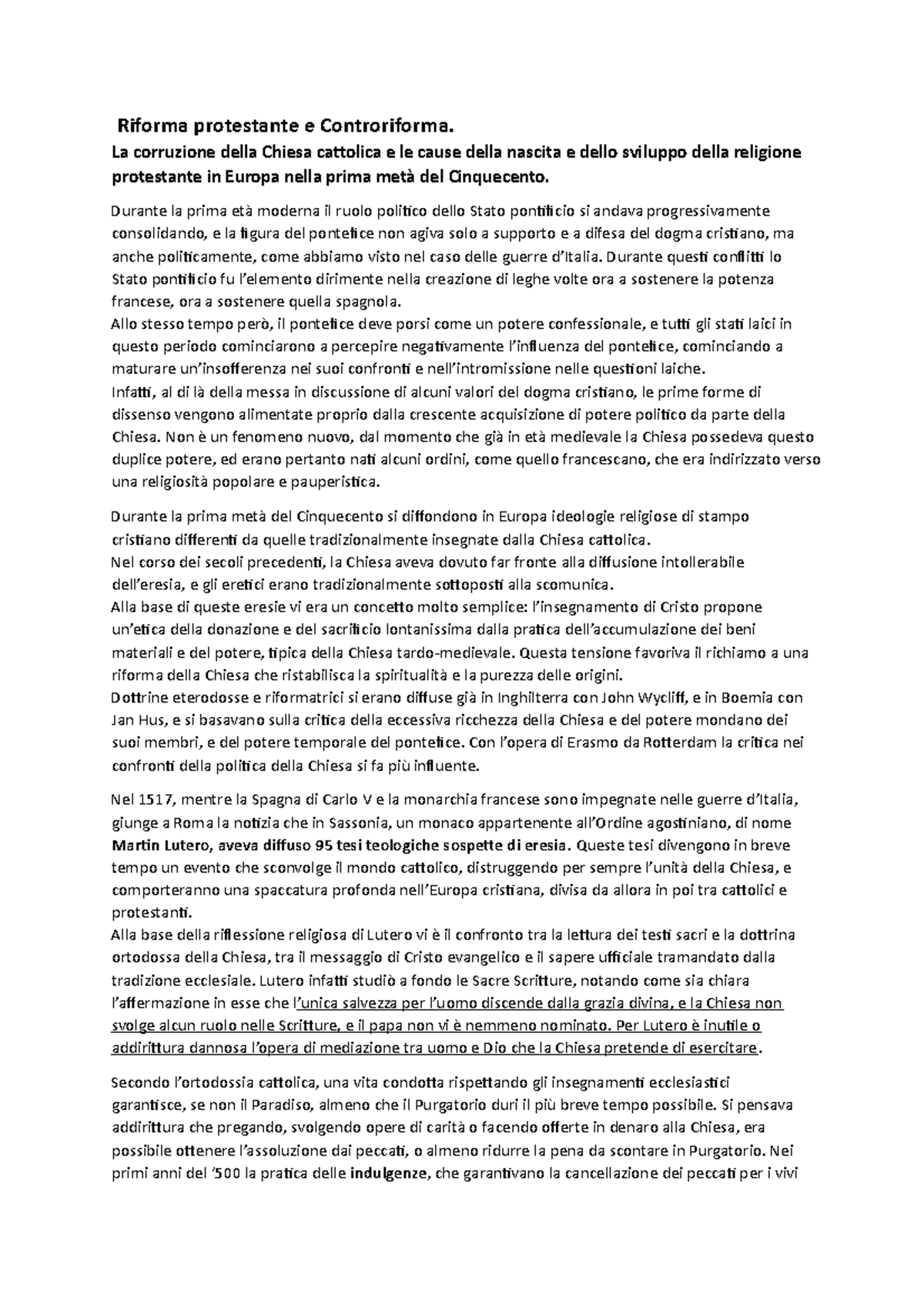 Riforma Protestante E Controriforma La Corruzione Della Chiesa 