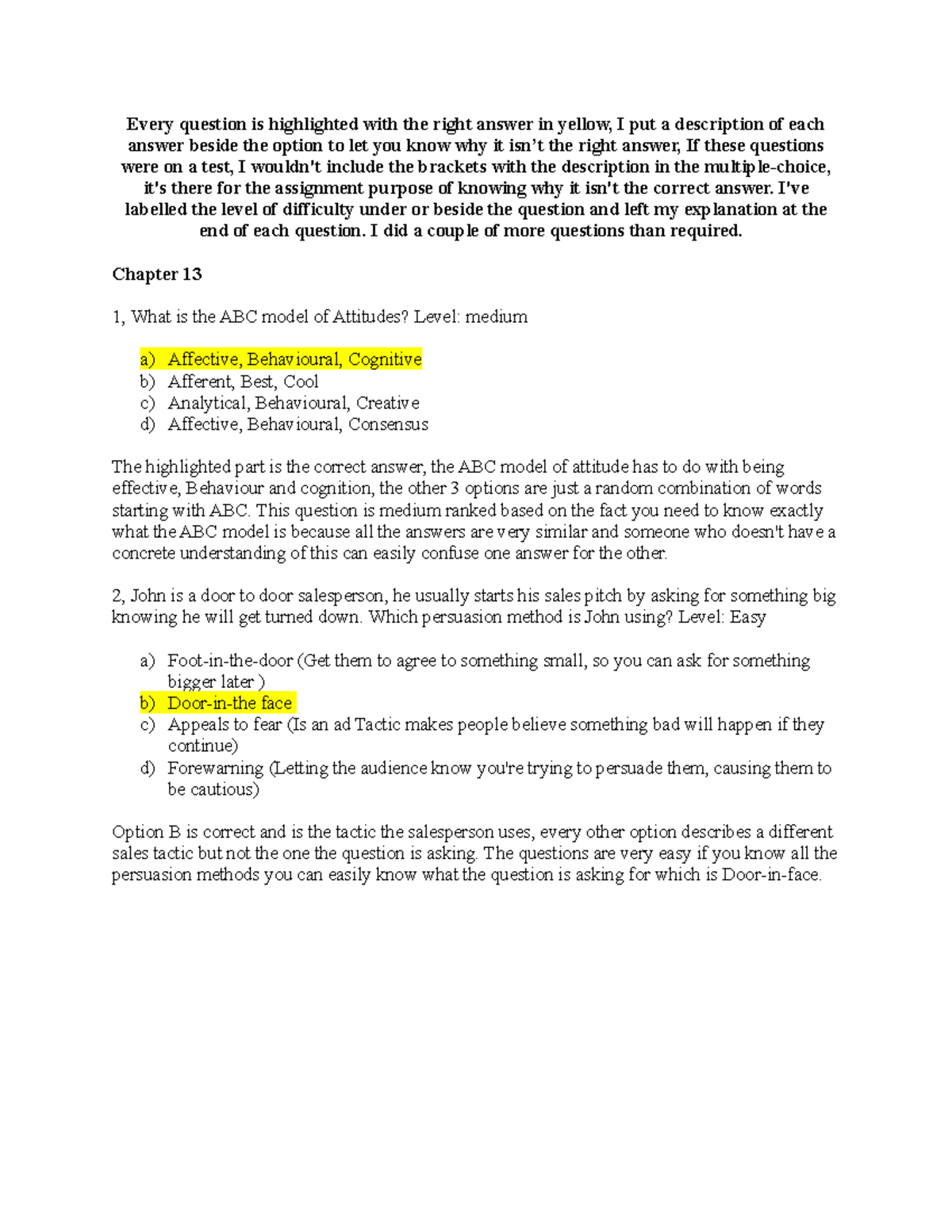 self practise test - Every question is highlighted with the right ...