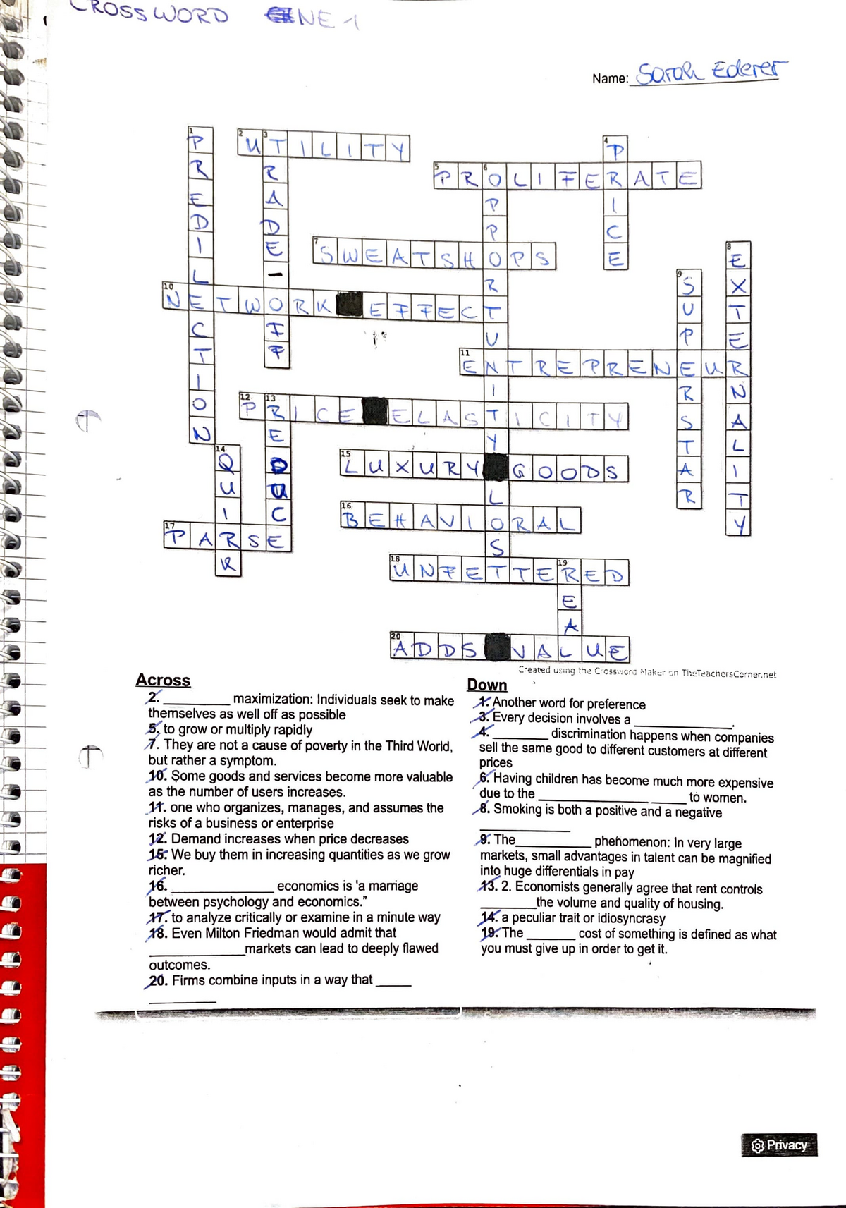 Crossword puzzle Chapter 1 Wirtschaftsenglisch 1 Universität Graz