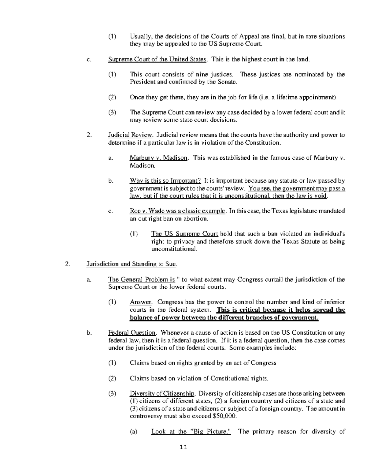 B - Lecture notes 2 - (1) Usually, the decisions of the Courts of ...