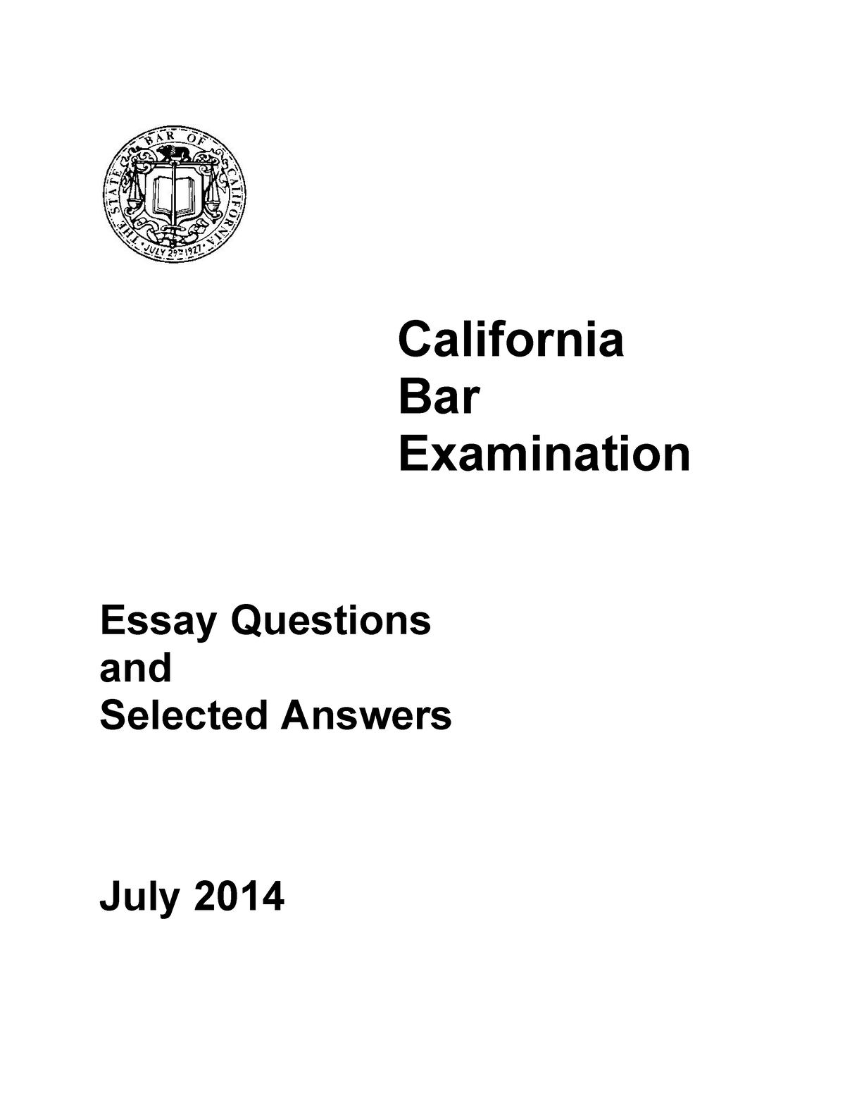 california bar essays and answers