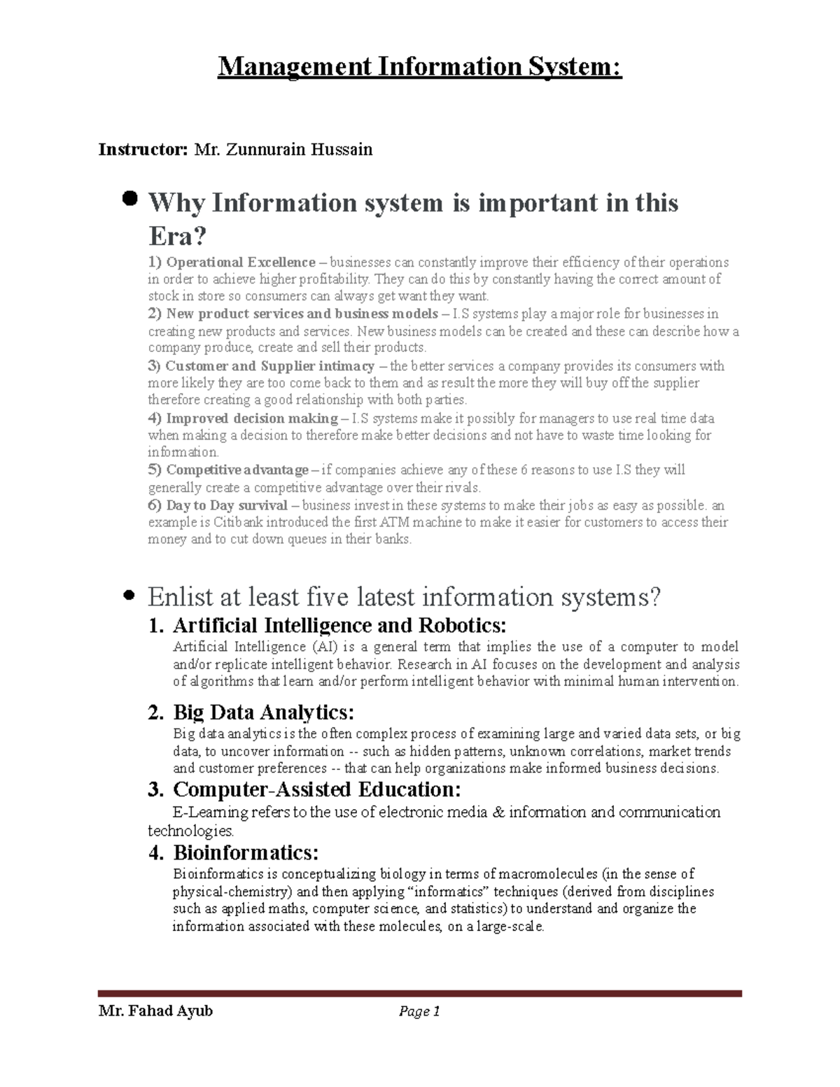 case study of information system