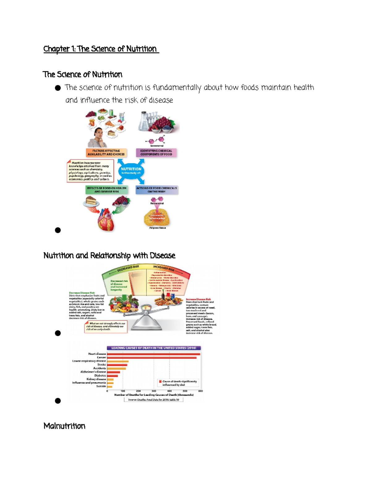 Nutrition Exam 1 Notes - Chapter 1 : The Science Of Nutrition The ...