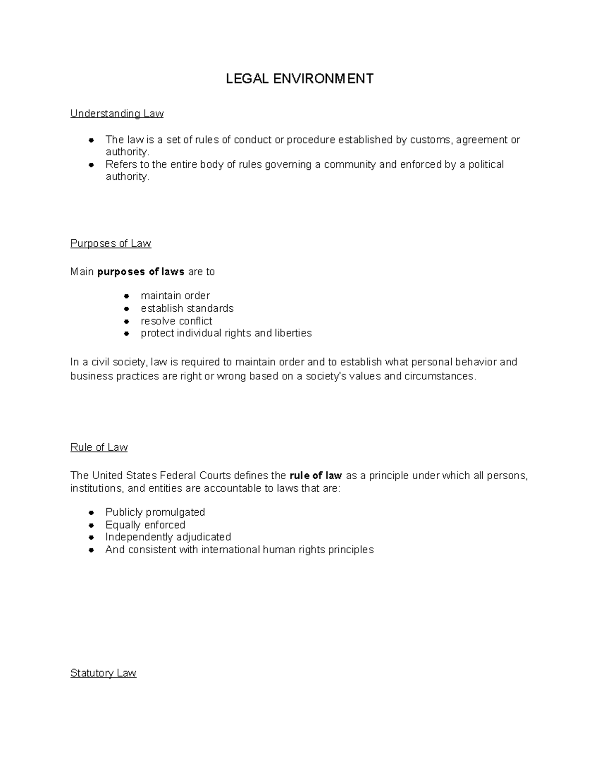Intro to Business Chapter 5 Part 1 Notes - LEGAL ENVIRONMENT ...