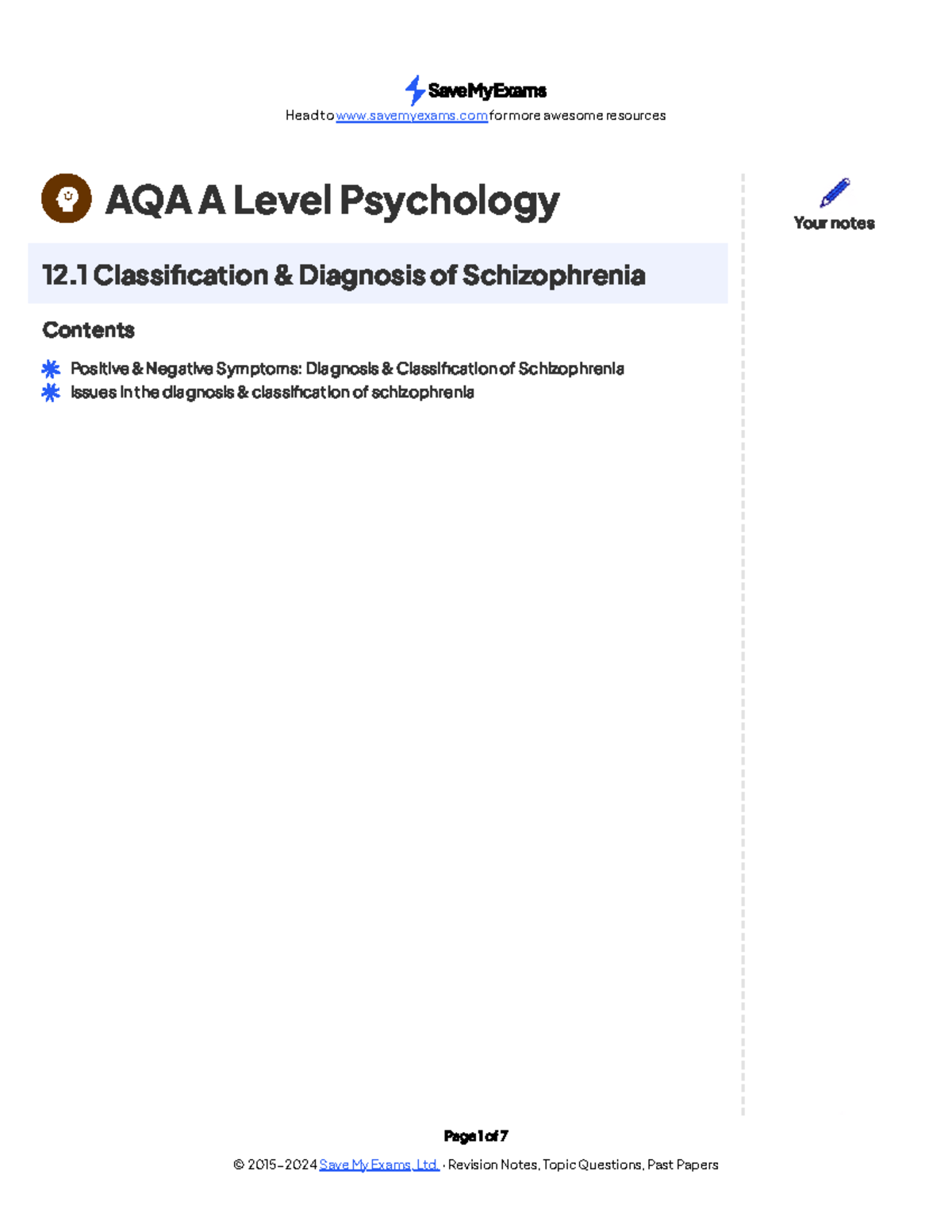 Schizophrenia textbook AQA A Level Psychology 12 Classication