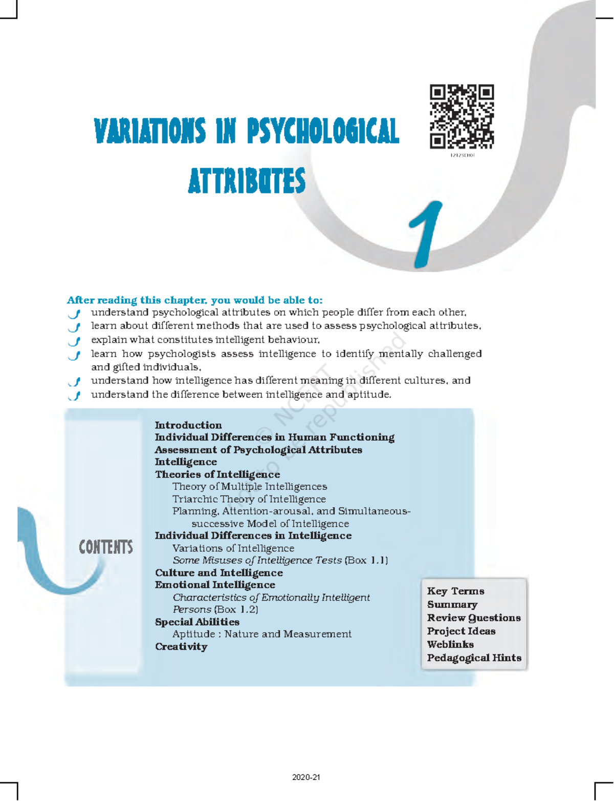 Psychology chapter - Chapter 1 • Variations in Psychological Attributes ...