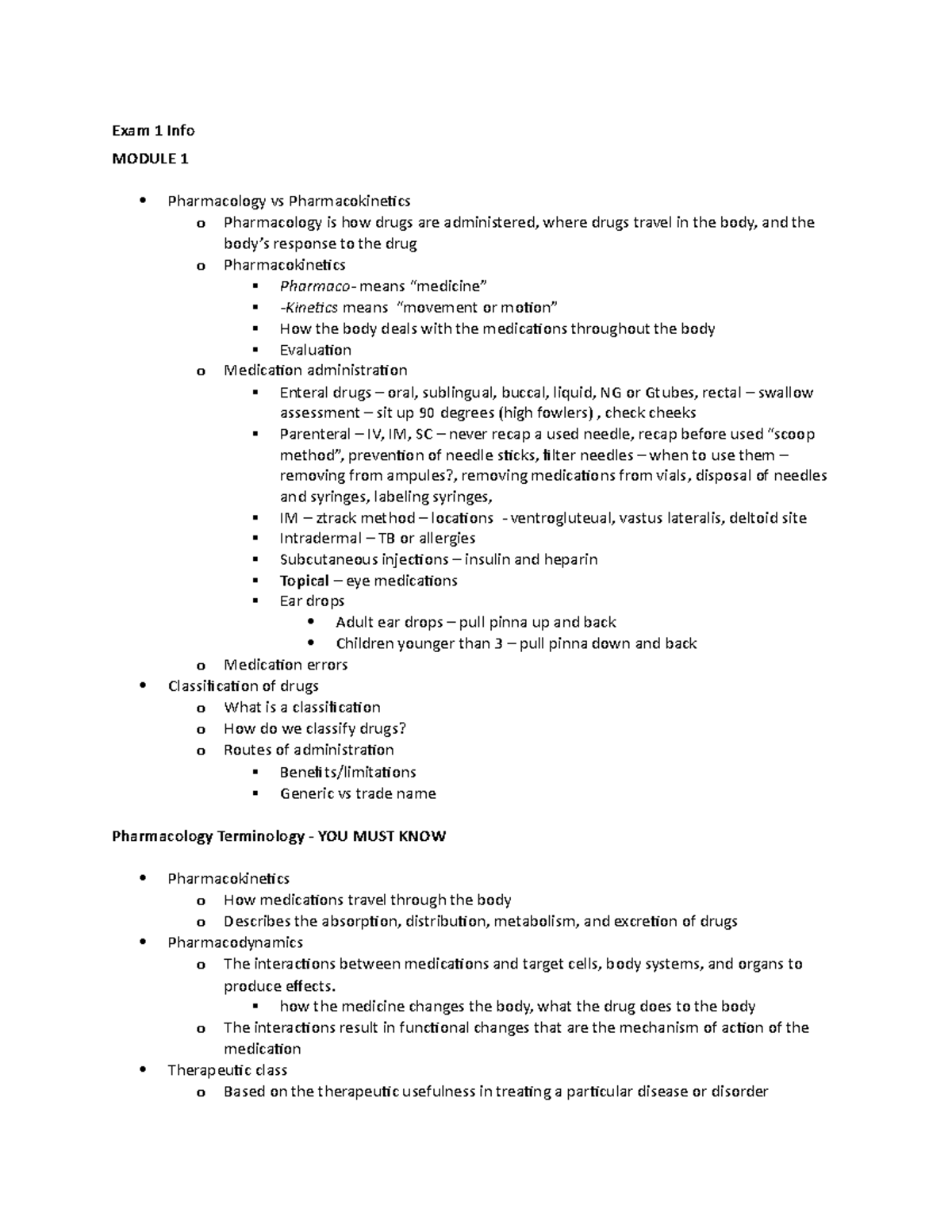 Pharm Exam Final Study Guide - Exam 1 Info MODULE 1 Pharmacology vs ...