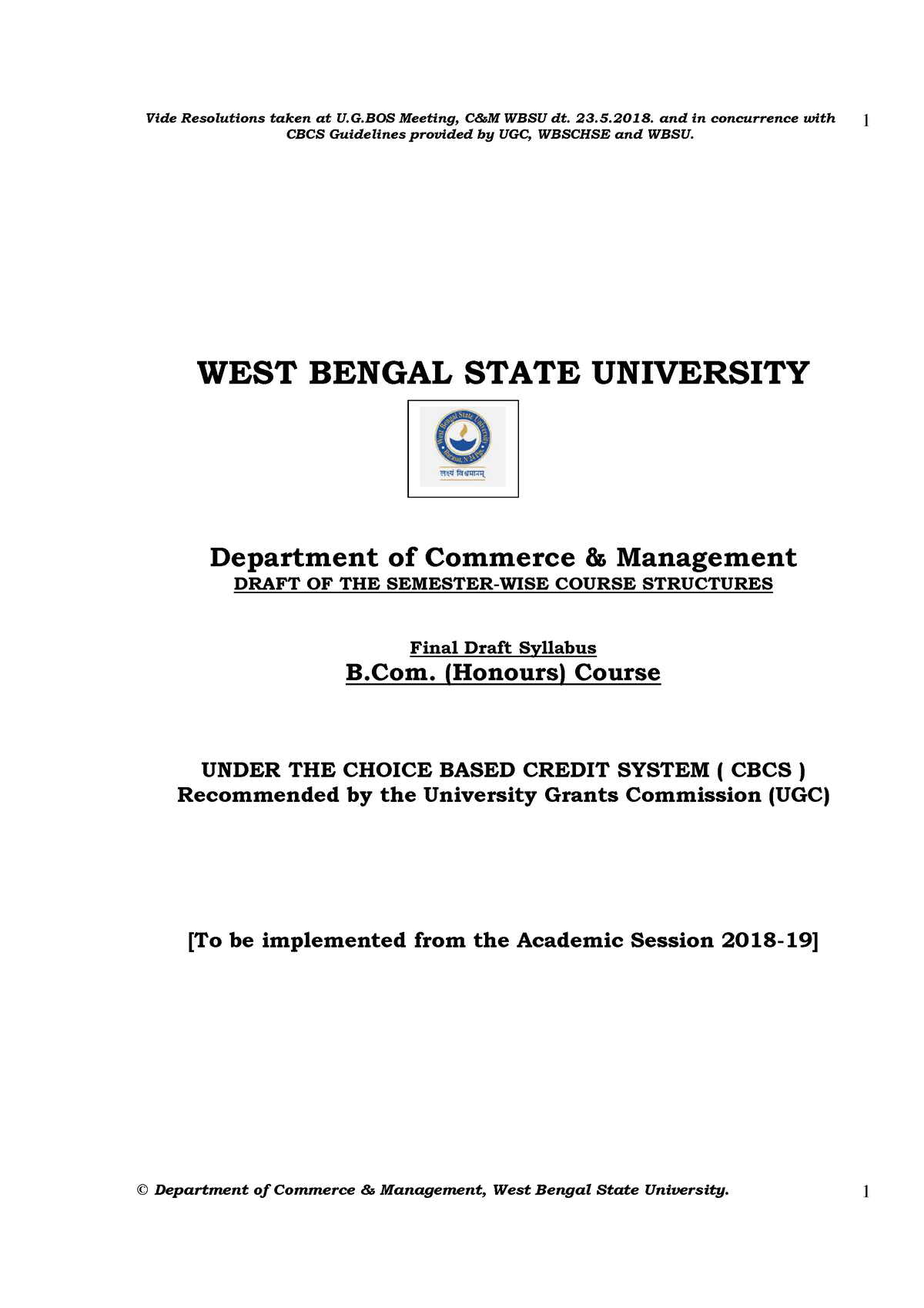 B To B Of Bachelor Of Commerce - CBCS Guidelines Provided By UGC ...