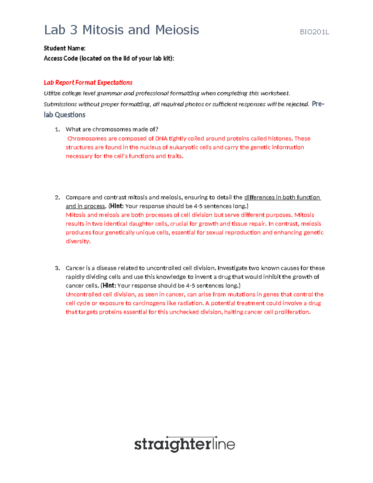 BIO201 Lab 3 - Anatomy & Physiology 3 - Student Name: Access Code ...
