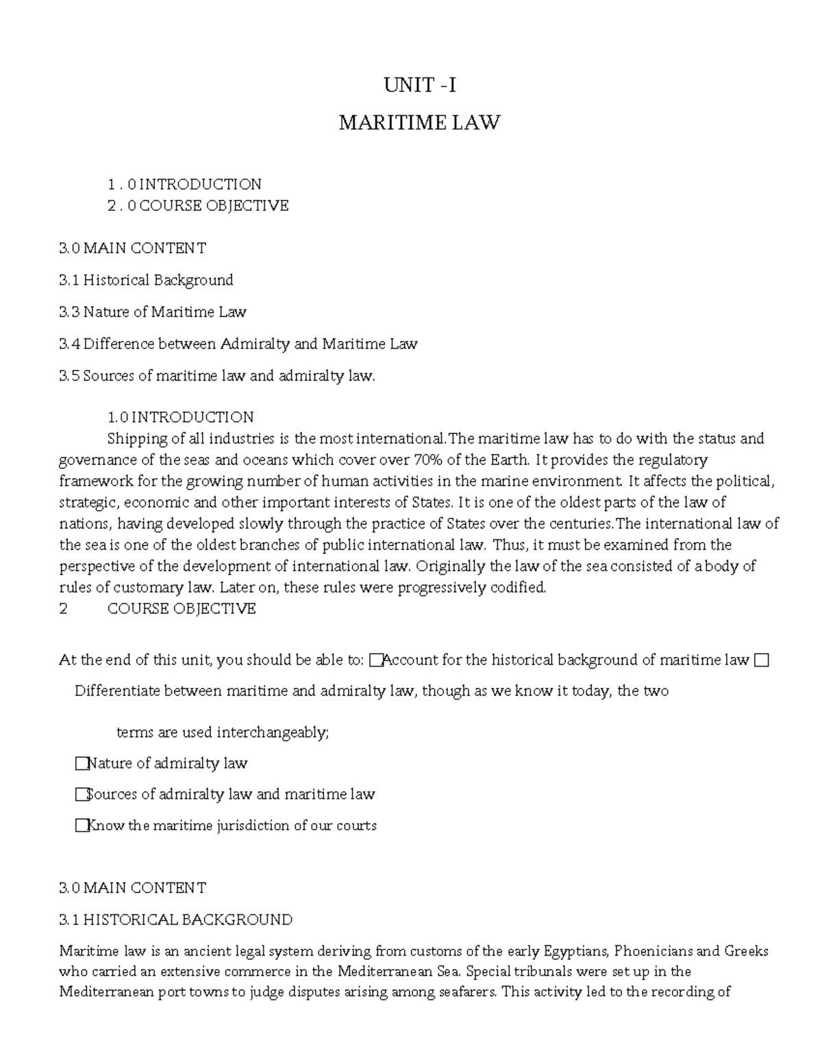 40 Maritime Law maritie law os a cour fbkjadbahgsvkjsfkjv UNIT I