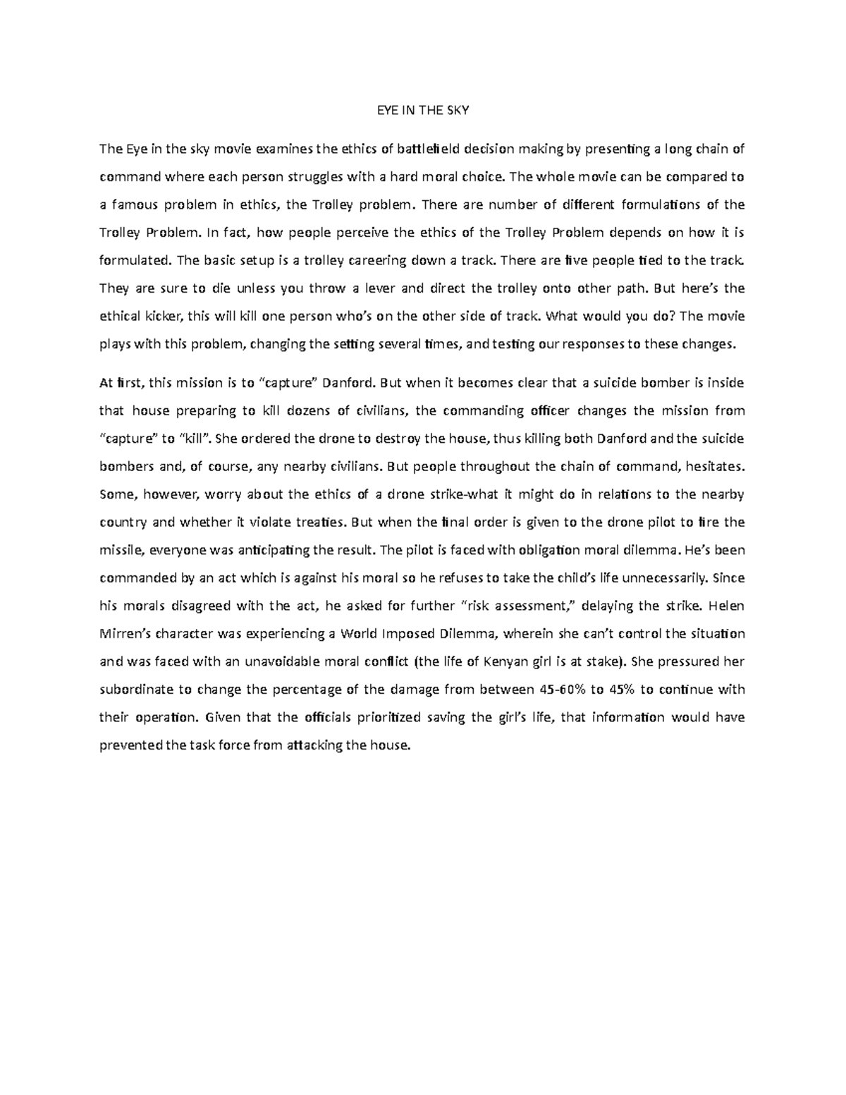 EYE IN THE SKY sample EYE IN THE SKY The Eye in the sky movie