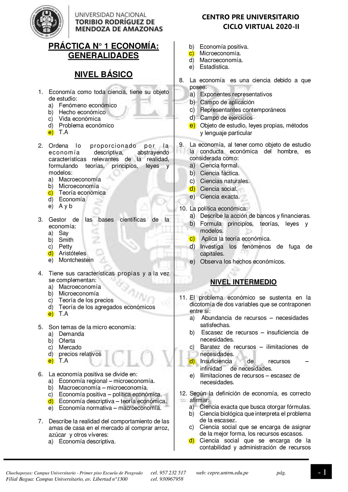 Practica N°1 Economía - .............................. - CENTRO PRE ...