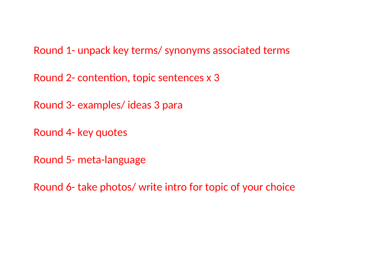 Unpacking topics A3 2024 Round 1 unpack key terms/ synonyms