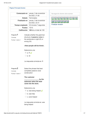 assignment 3 questionnaire unit 2 idioma extranjero iv