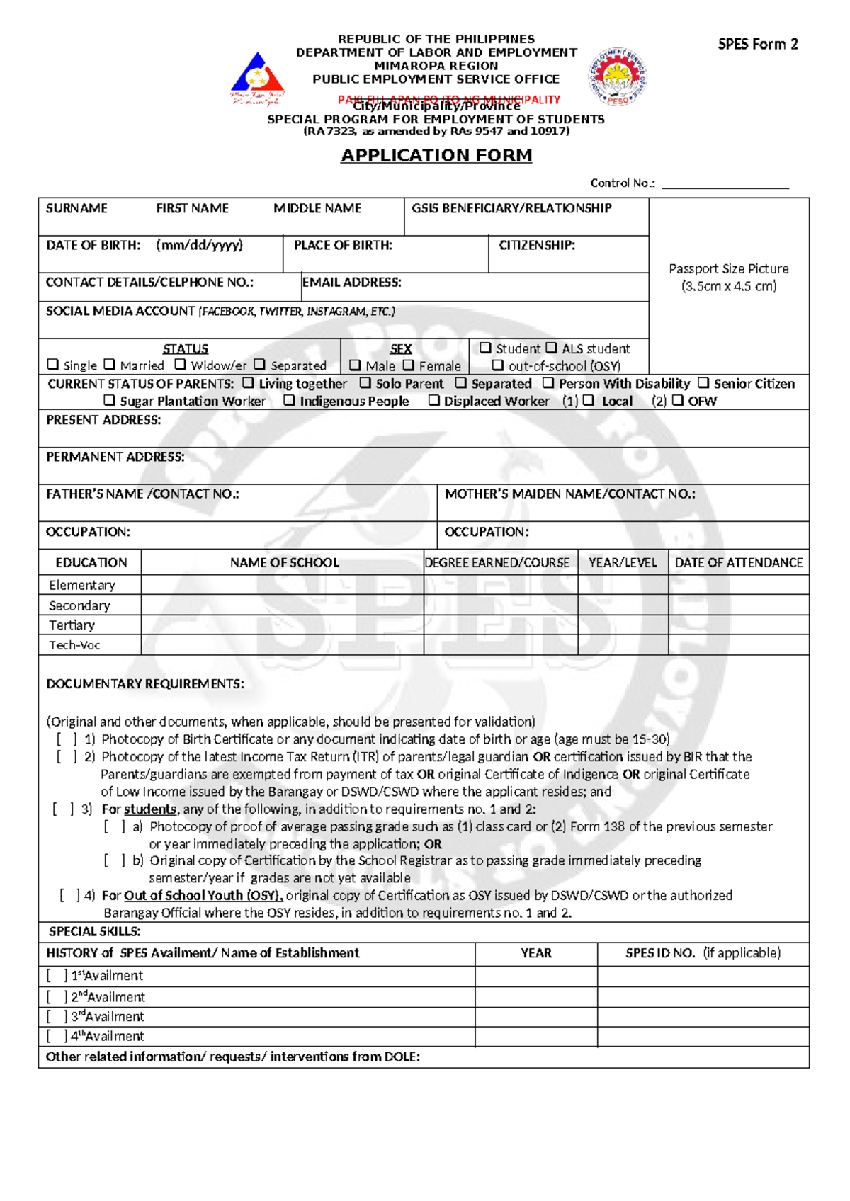 SPES-FORM-2- Application-FORM Dec2016 - PAKI FILL APAN PO ITO NG ...