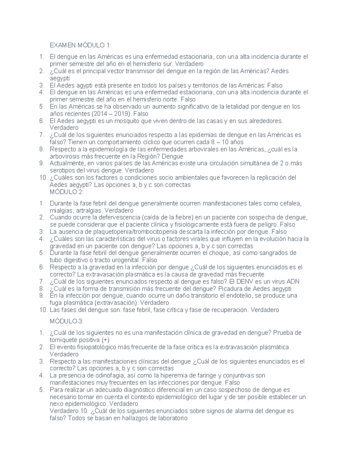 Examen Módulo 1 - Xxxxxxxxxxxxxxx - Examen MÓdulo 1: El Dengue En Las 