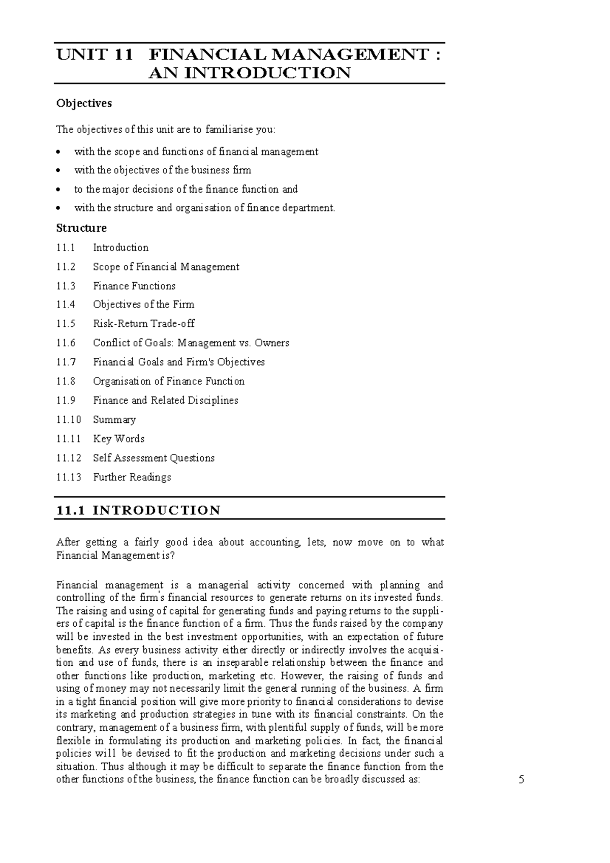 Unit-11 financial management - Financial Management : An Introduction ...