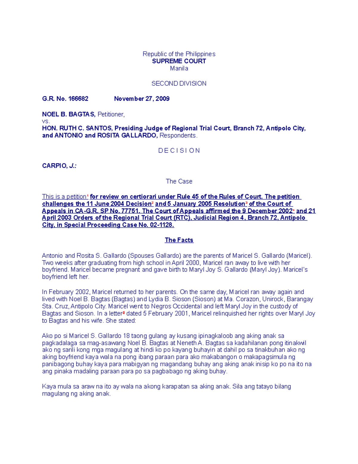 96 Bagtas Vs. Hon. Santos Full Case - Republic Of The Philippines 