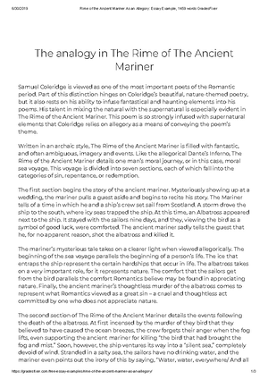 Rime Annotations - Part II: The Rime of The Ancient Mariner “The Sun now  rose upon the right: Out of - Studocu