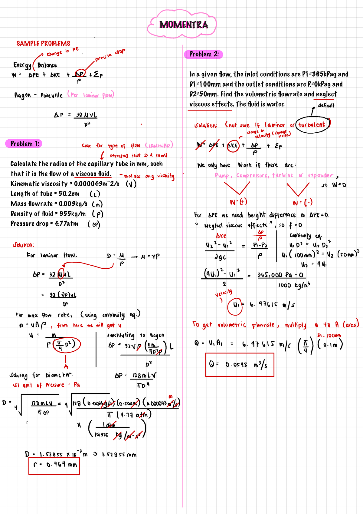 Momentum Transfer Practice Problems - MOMENTRAMOMENTRA SAMPLE PROBLEMS ...