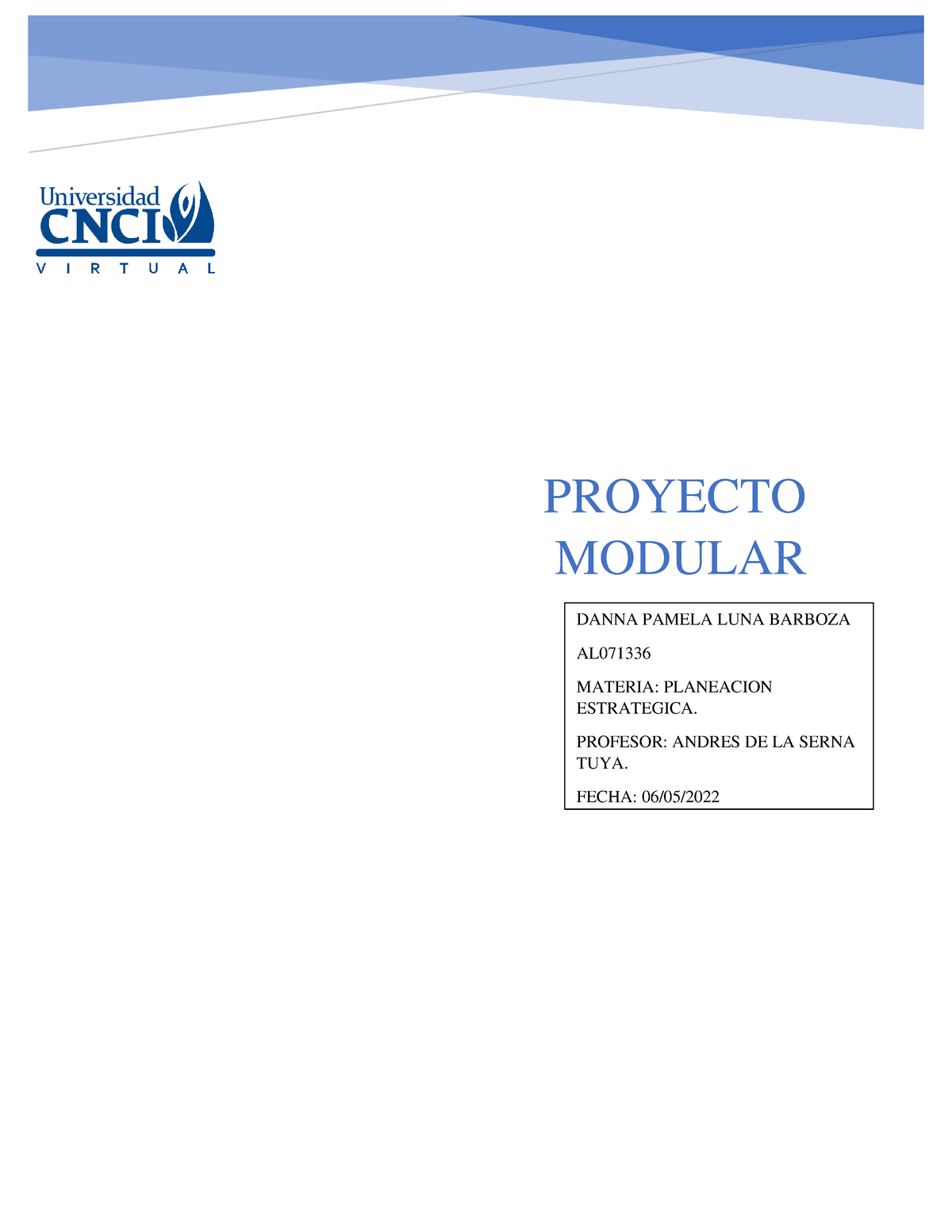 Proyecto Modular Planeacion Estrategica - PROYECTO MODULAR DANNA PAMELA ...