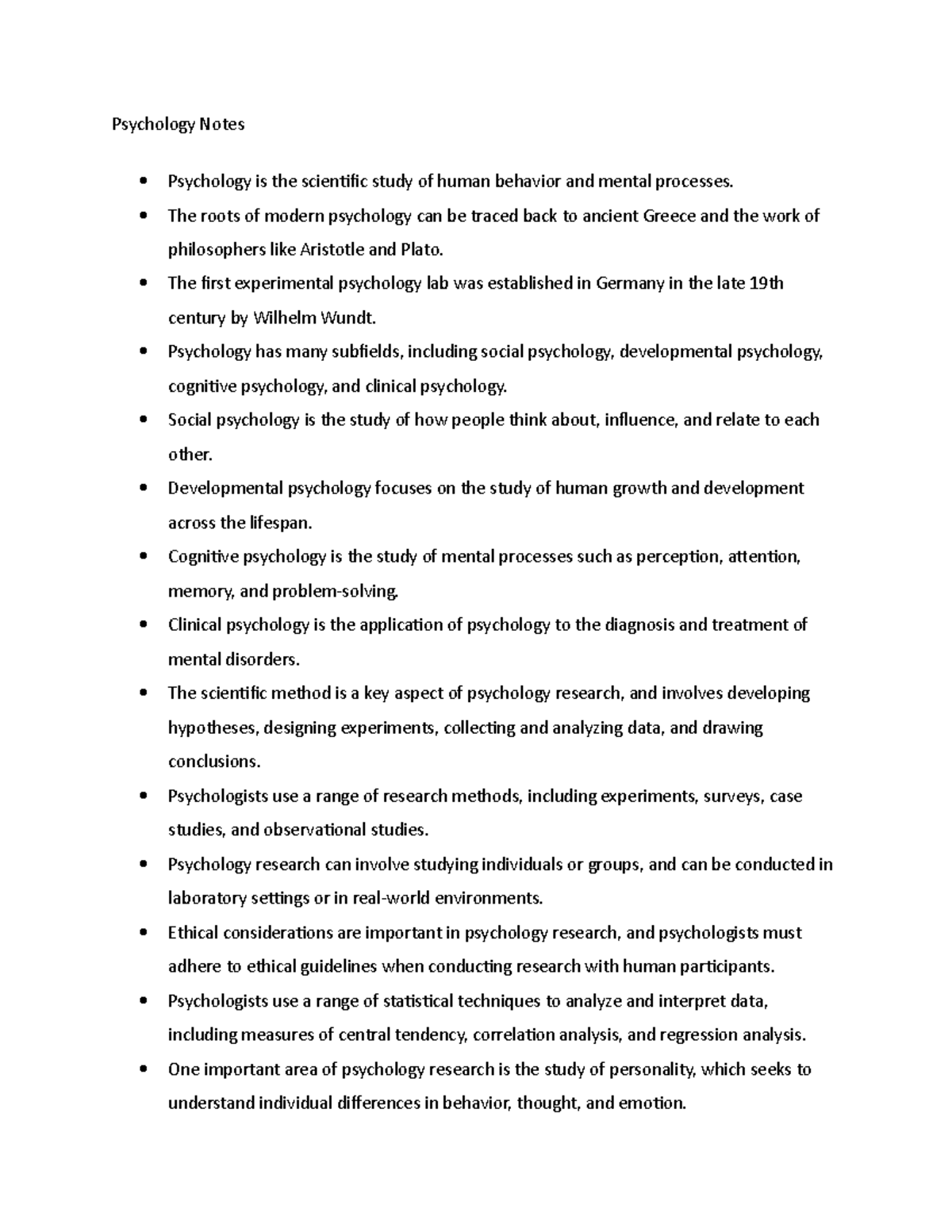 Psychology Notes - Psychology Notes Psychology is the scientific study ...