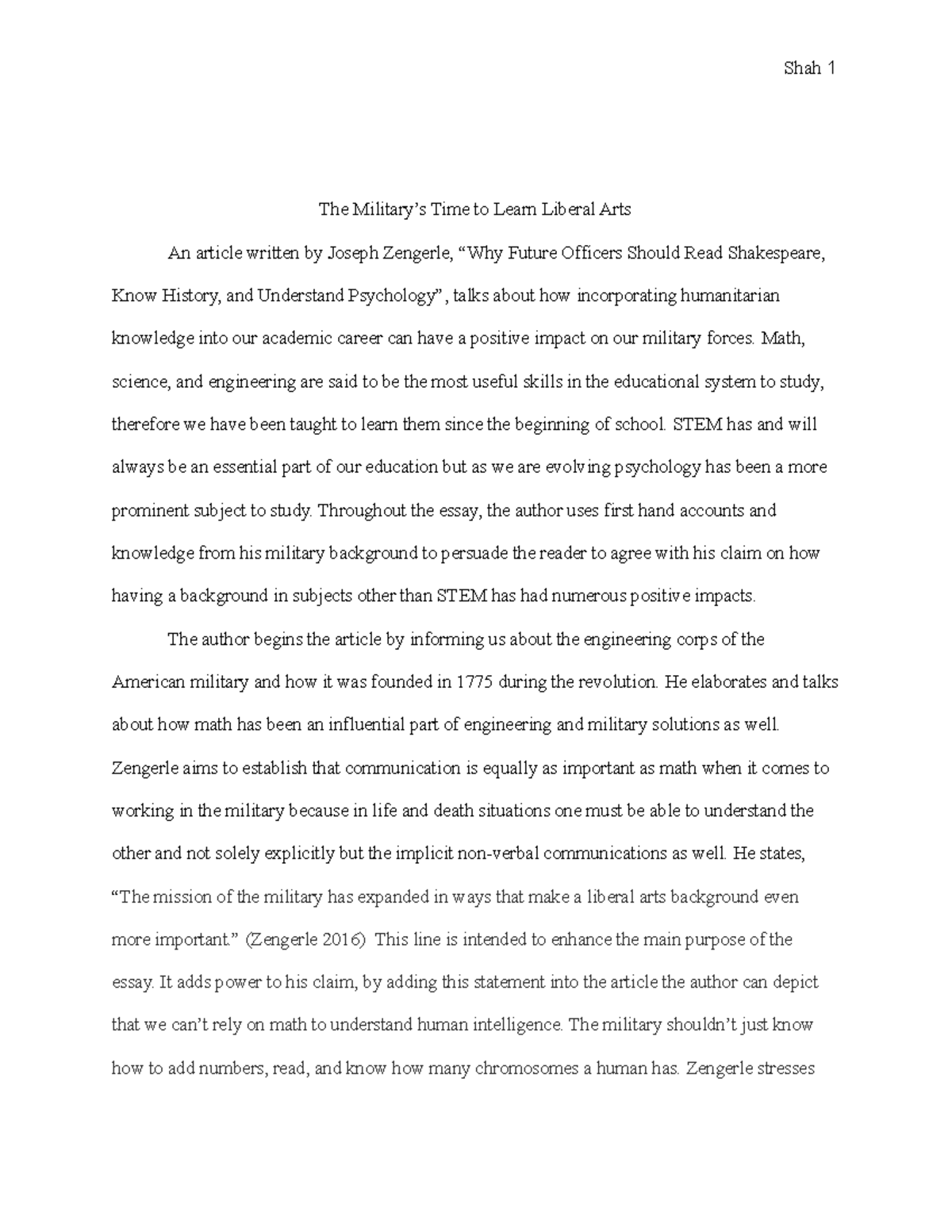 argument essay about liberal arts