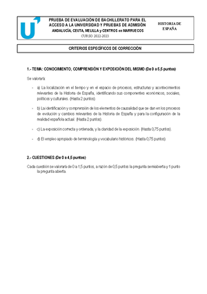 Examen Historia ESPA•A Suplente A - PRUEBA DE EVALUACIÓN DE ...