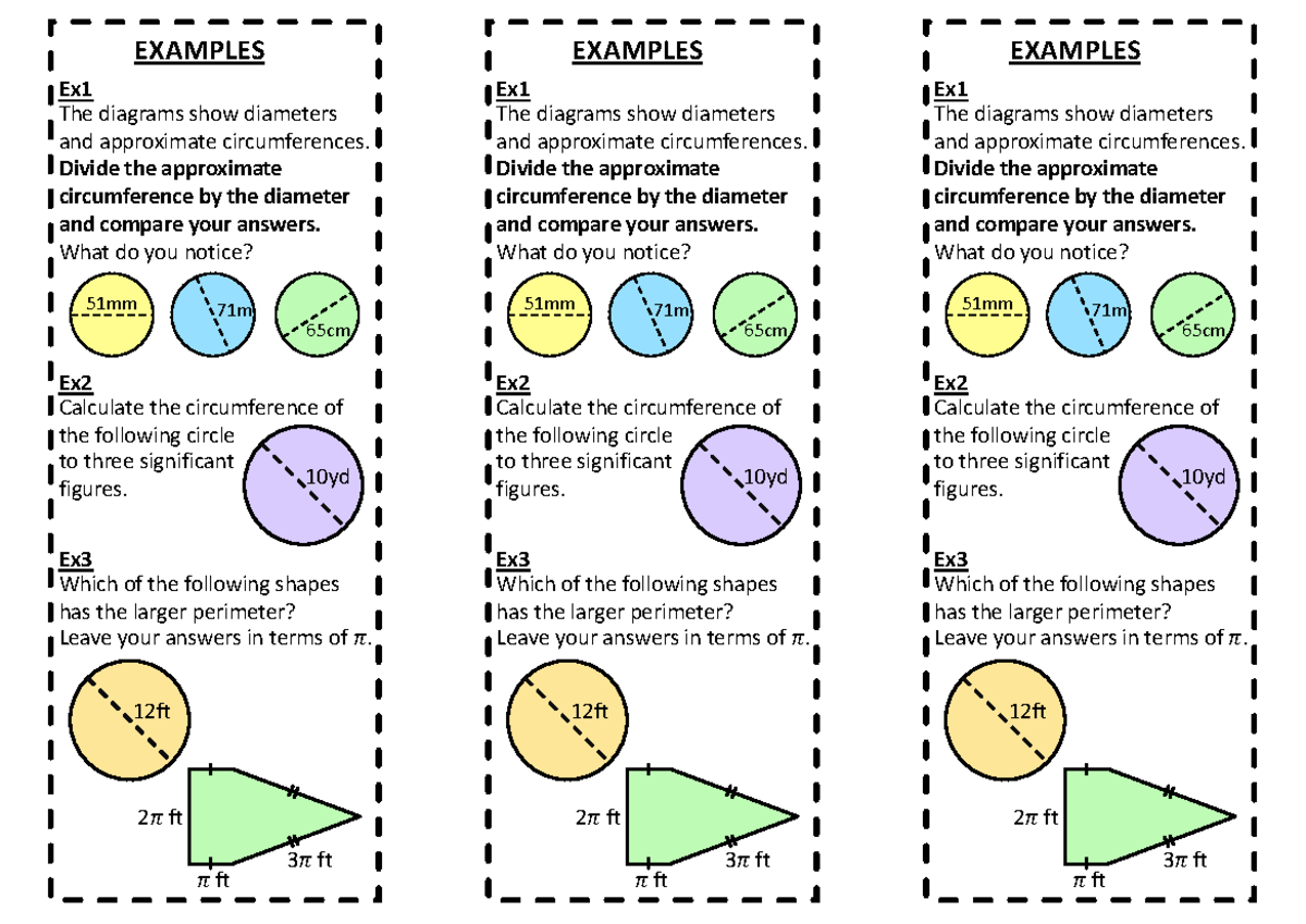 2 - Examples and questions - Ex The diagrams show diameters and ...