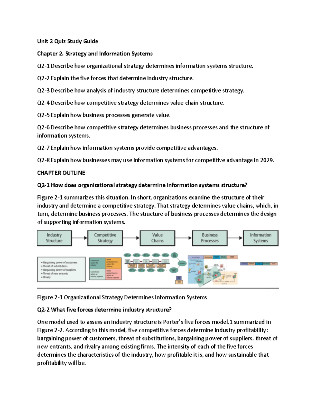 Unit 2 Quiz Study Guide - Unit 2 Quiz Study Guide Chapter 2. Strategy ...