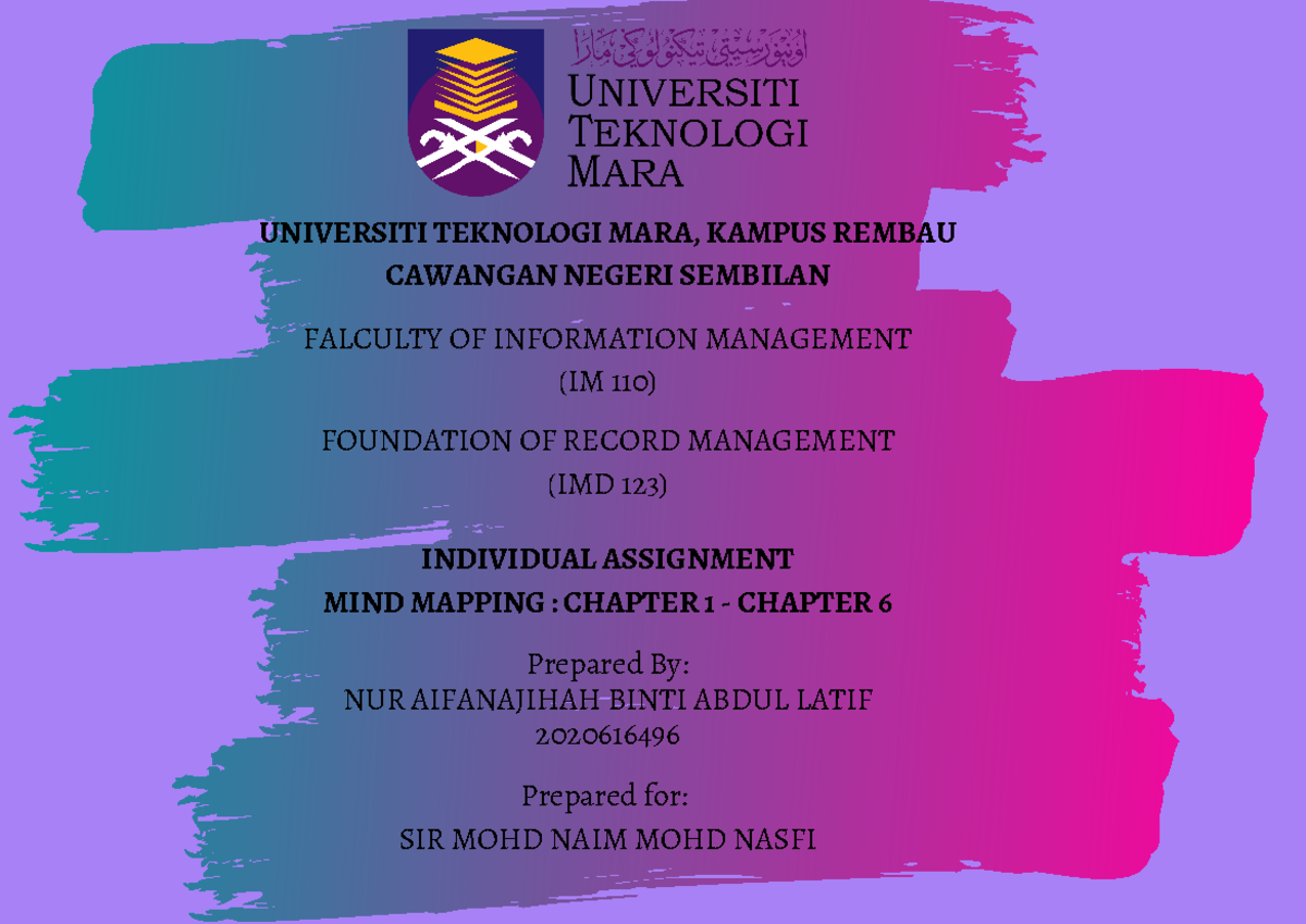 IMD123( infographic) - ####### UNIVERSITI TEKNOLOGI MARA, KAMPUS REMBAU ...