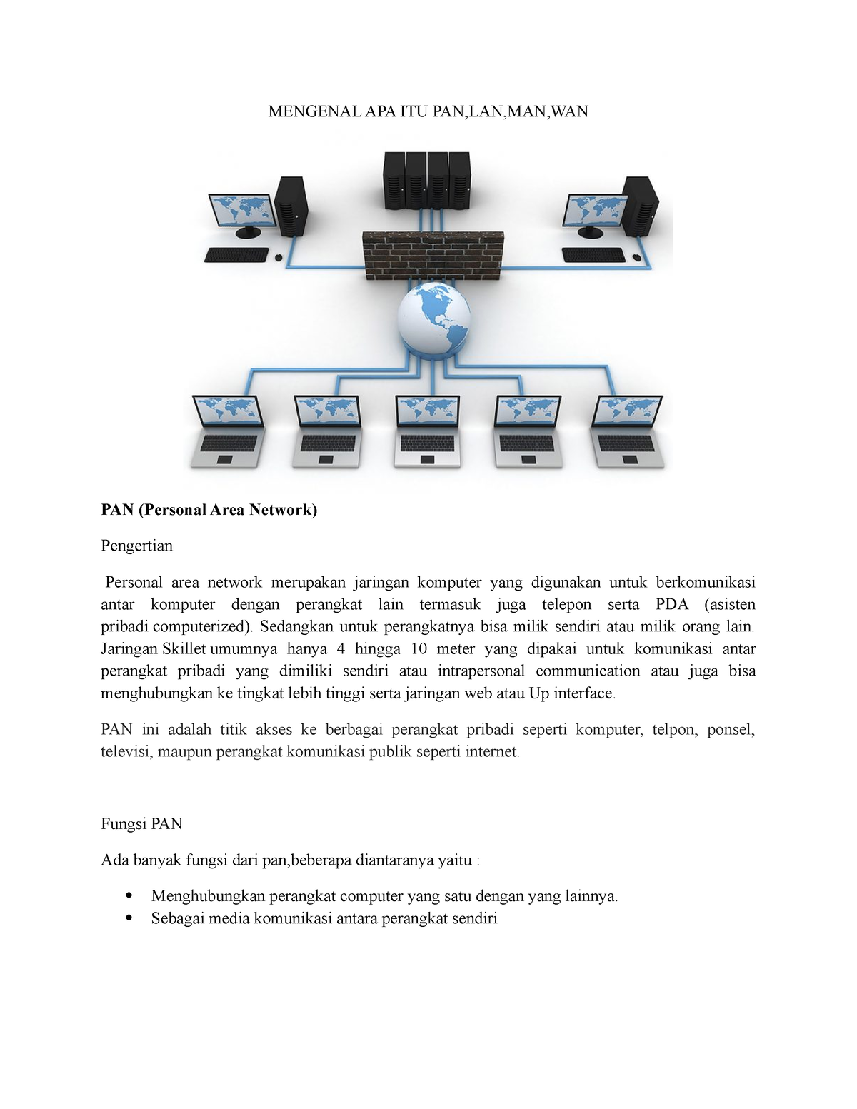 Mengenal Komputer Jaringan - MENGENAL APA ITU PAN,LAN,MAN,WAN PAN ...