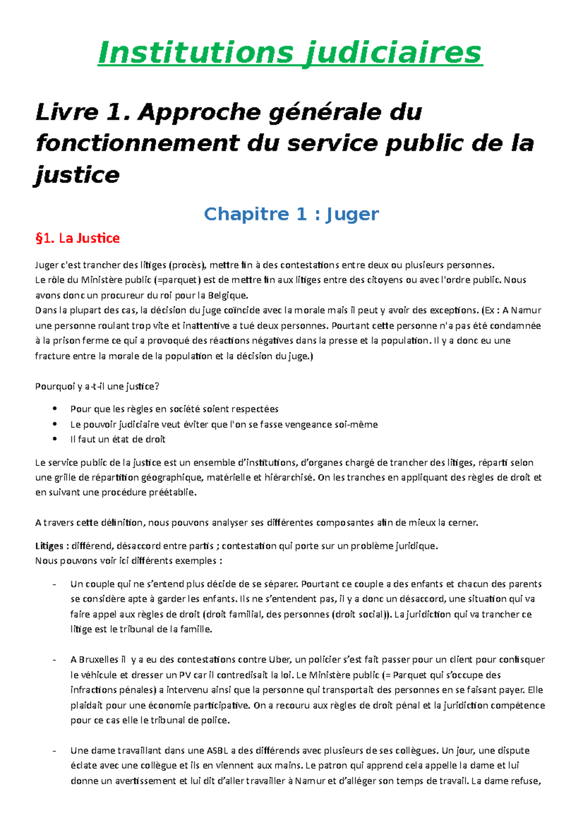 Résumé - Complet - Synthèses Du Cours - Institutions Judiciaires Livre ...